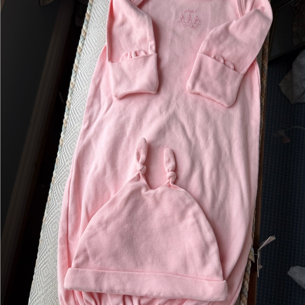 PINK BUNNY BABY SLEEPER & HAT BY THE BAY NWT PERFECT FOR 0-3 MON…+ bunny